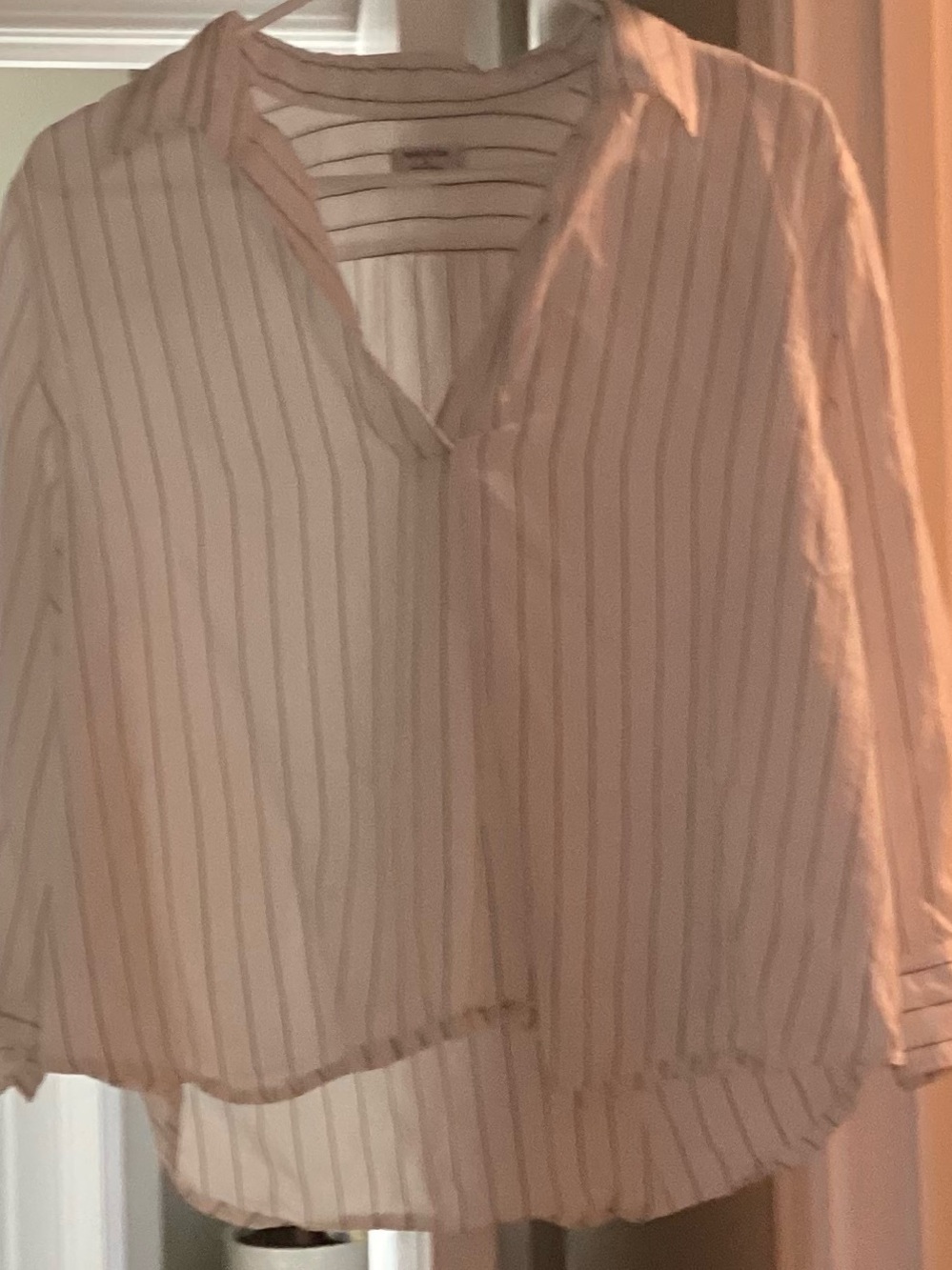 Babaton White Button-Down Shirt with Gray Stripes